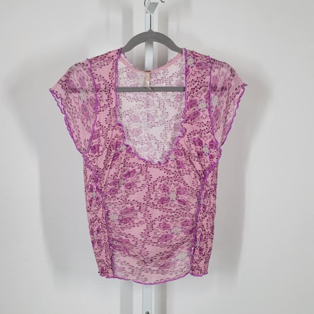 FREE PEOPLE Oh my baby tee top Sz L NEW - Picture 7 of 9
